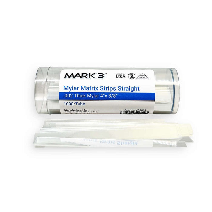 MARK3 Mylar Matrix Strips Straight 0.002" Thick 4"x3/8" Clear Pkg/1000