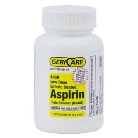 Geri-Care  981-01-GCP Pain Relief McKesson Brand 81 mg Strength Aspirin Tablet 100 per Bottle