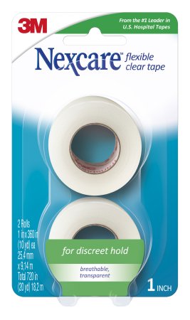 Water Resistant Medical Tape Nexcare™ Flexible Clear 1 Inch X 10 Yard Stretchy Fabric NonSterile - 3M Company  Mfr# 771-2PK