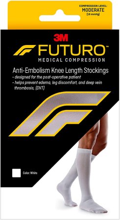 3M 71055EN Anti-embolism Stocking 3M Futuro Knee High Medium / Regular White Closed Toe