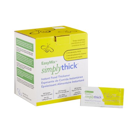 Simply Thick STIND100L3 Food and Beverage Thickener SimplyThick Easy Mix 12 Gram Individual Packet Unflavored Gel IDDSI Level 3 Moderately Thick/Liquidized