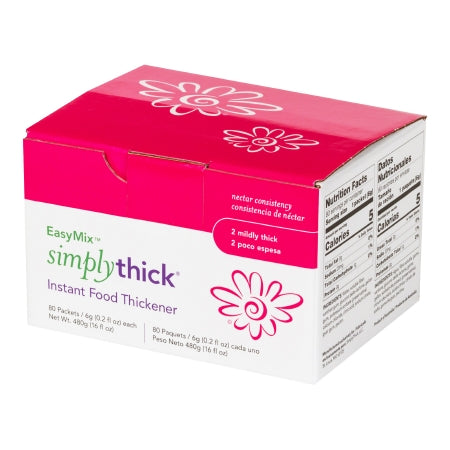 Simply Thick STIND80L2 Food and Beverage Thickener SimplyThick Easy Mix 6 Gram Individual Packet Unflavored Gel IDDSI Level 2 Mildly Thick