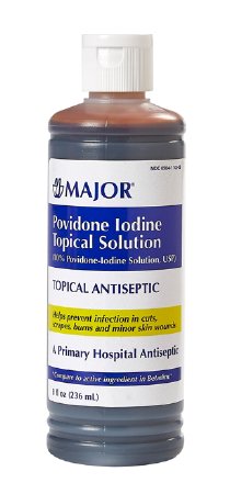 Skin Prep Solution Major 8 oz. Bottle 10% Strength Povidone-Iodine NonSterile - Major Pharmaceuticals  Mfr# 00904110309