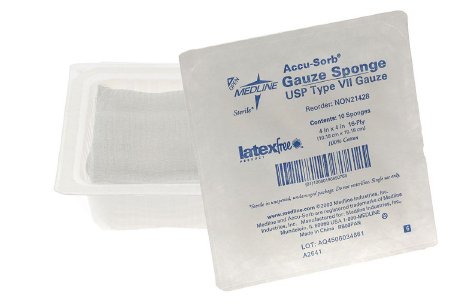 Gauze Sponge Medline 4 X 4 Inch 16-Ply Square Sterile 10 per Tray - Medline  Mfr# NON21428