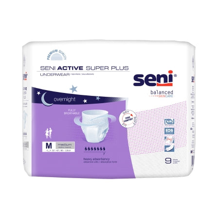 TZMO USA Inc S-ME09-AP1 Unisex Adult Absorbent Underwear Seni Active Super Plus Pull On with Tear Away Seams Medium Disposable Heavy Absorbency