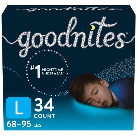 Kimberly Clark 53359 Male Youth Absorbent Underwear GoodNites Pull On with Tear Away Seams Size 5 / Large Disposable Heavy Absorbency