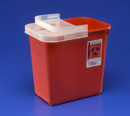 Sharps Container SharpSafety™ Red Base 10 H X 10-1/2 W X 7-1/4 D Inch Horizontal Entry 2 Gallon - Cardinal  Mfr# 8990SA