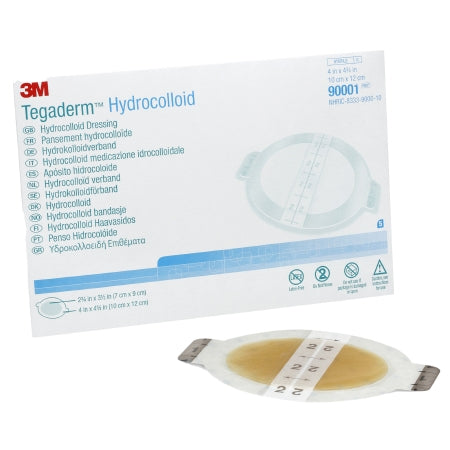 3M  90001 Hydrocolloid Dressing 3M Tegaderm 4 X 4-3/4 Inch Oval With Border