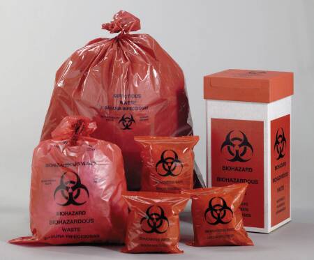 Biohazard Waste Bag Medegen Medical Products 2 to 3 gal. Red Bag Polyethylene 14-1/2 X 19 Inch - Medegen Medical Products LLC  Mfr# RD630