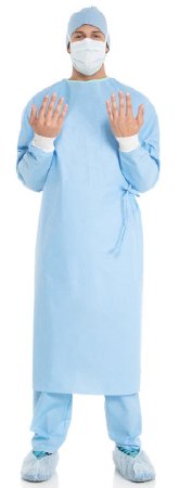 Fabric-Reinforced Surgical Gown with Towel ULTRA Small Blue Sterile ASTM D4966 Disposable - O&M Halyard Inc  Mfr# 95201