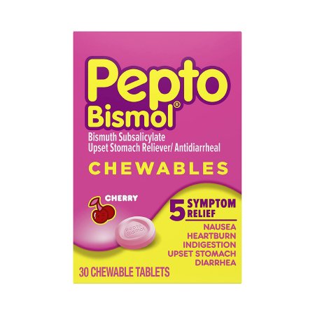 Procter & Gamble  37000001804 Anti-Diarrheal Pepto Bismol 262 mg Strength Chewable Tablet 30 per Box