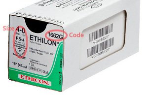 Nonabsorbable Suture with Needle Ethilon™ Nylon PS-4 1/2 Circle Reverse Cutting Needle Size 4 - 0 Monofilament - J & J Healthcare Systems  Mfr# 1662G