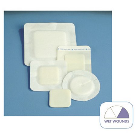 Foam Dressing Polyderm™ Border 4 Inch Diameter With Border Without Film Backing Nonadhesive Fenestrated Round Sterile - DeRoyal  Mfr# 46-908