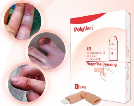 Foam Dressing PolyMem® Finger / Toe 2-1/5 to 2-3/5 Inch Circumference Without Border Film Backing Nonadhesive Finger / Toe Sterile - Ferris Manufacturing  Mfr# 4402