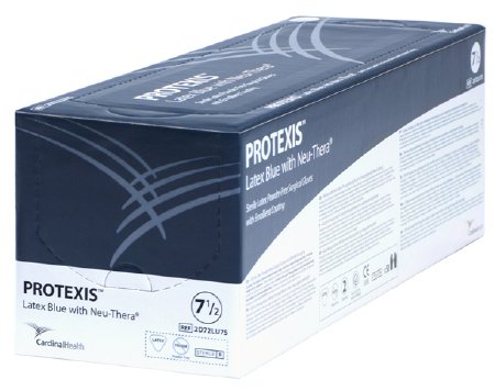 Surgical Glove Protexis™ Latex Blue with Neu-Thera® Size 6.5 Sterile Latex Standard Cuff Length Smooth Blue Not Chemo Approved - Cardinal  Mfr# 2D72LU65