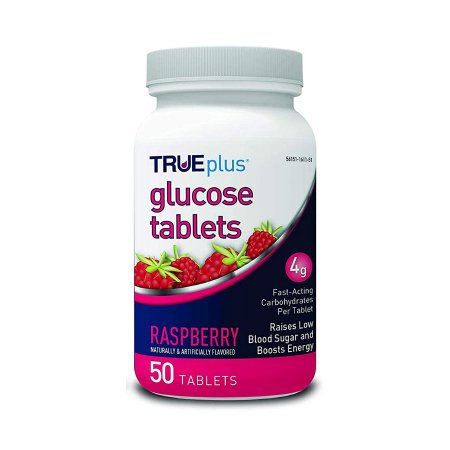 Nipro Diagnostics  P1H01RS-50 Glucose Supplement TRUEplus 50 per Bottle Chewable Tablet Raspberry Flavor