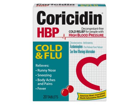 Cold and Cough Relief Coricidin® HBP Cold & Flu 325 mg - 2 mg Strength Tablet 20 per Box - MSD Consumer Care  Mfr# 11523432502