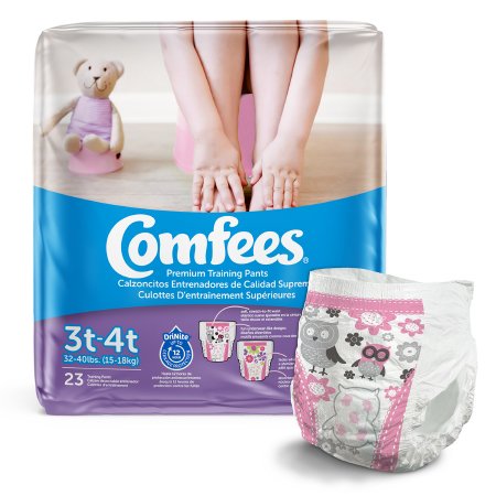 Attends Healthcare Products CMF-G3 Female Toddler Training Pants Comfees Pull On with Tear Away Seams Size 3T to 4T Disposable Moderate Absorbency