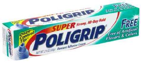 Denture Adhesive Super Poligrip® Free Cream 2.4 oz. - Glaxo Consumer Products  Mfr# 31015806204