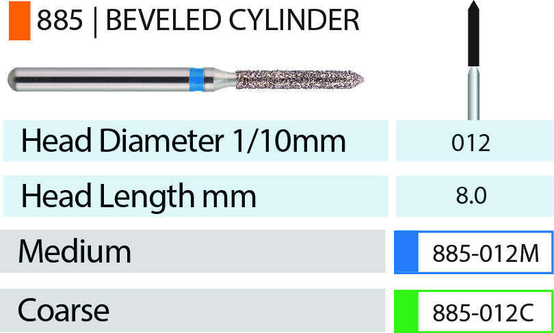 Blue Streak Diamond Burs FG Beveled Cylinder Pkg/5