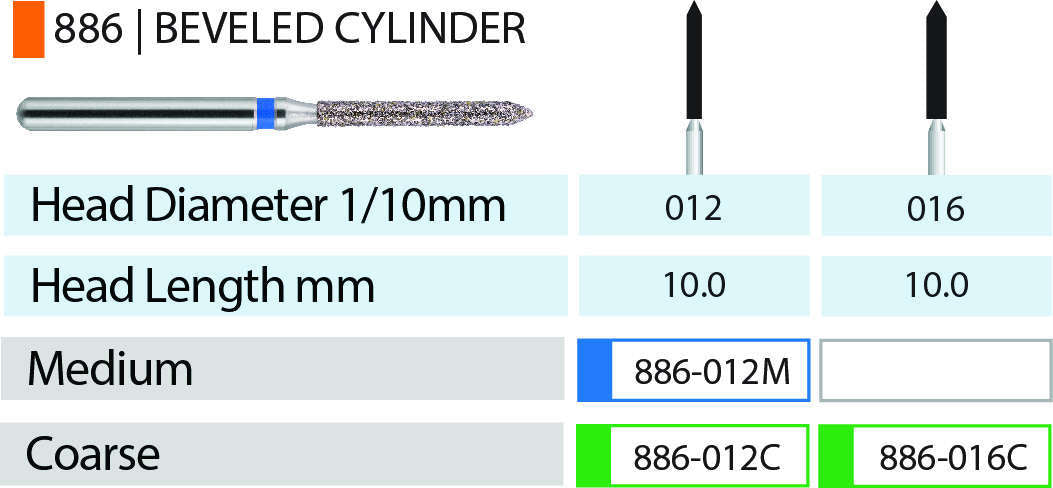 Blue Streak Diamond Burs FG Beveled Cylinder Pkg/5