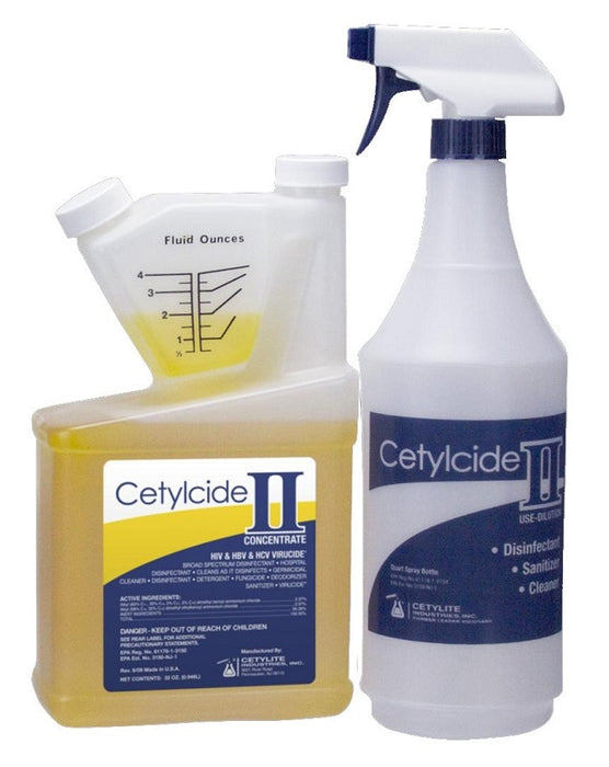 Cetylite Cetylcide-II Hard Surface Disinfectant 32oz Concentrate with Quart Spray Bottle