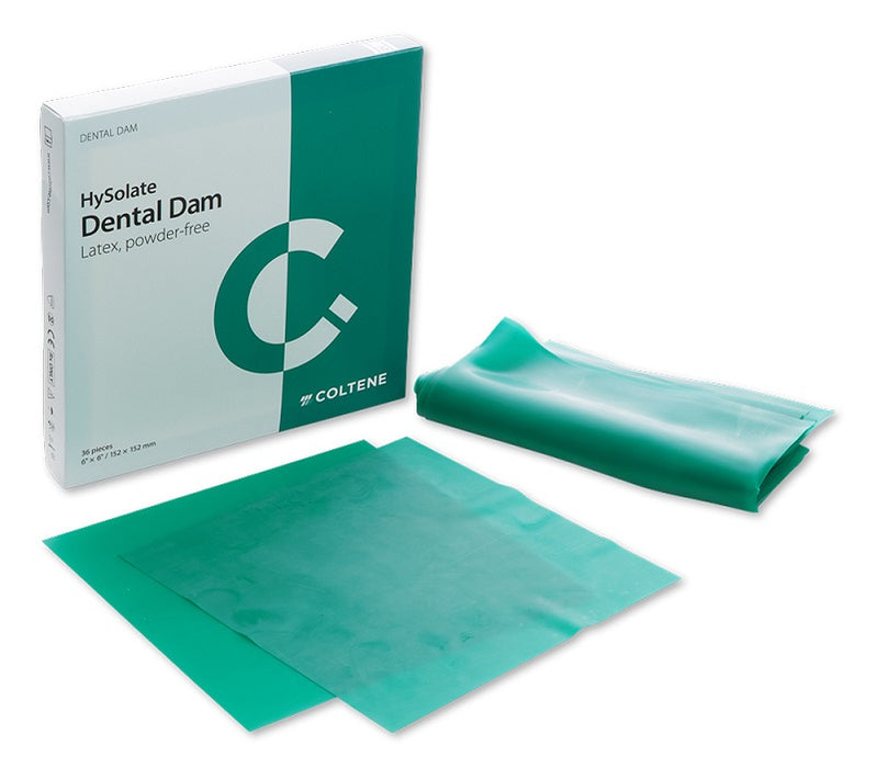 Coltene HySolate Latex Dental Dam Green 6"x6" Heavy Box/36