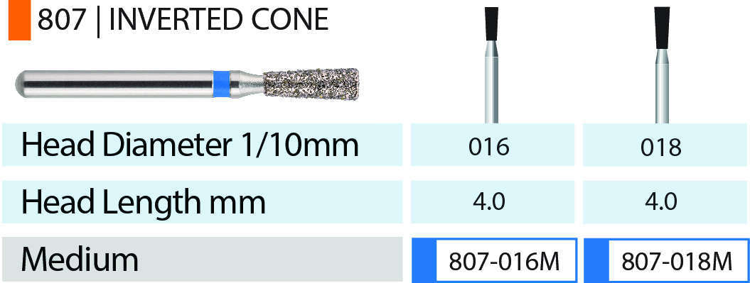 Blue Streak Diamond Burs FG Inverted Cone Pkg/5