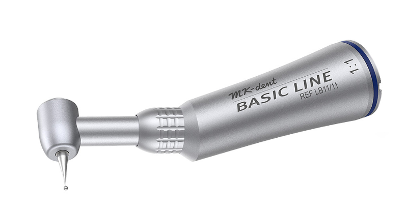 MK-dent Basic Line Contra Angle Handpiece Complete, 1:1 Transmission, External Water Supply available, Input max. 20,000 RPM, ISO Connection LB11/11