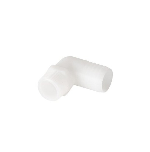 DCI 1/2" MPT x 1/2" Plastic Elbow Male Barb Adapter, 0966