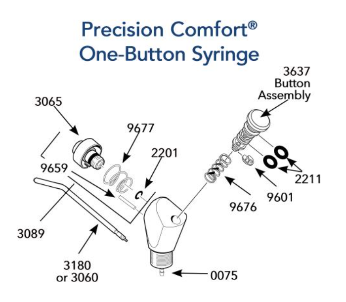 DCI Air Water Syringe 1/8" Barb, Washer and Sleeve Kit Pkg/10, 0075