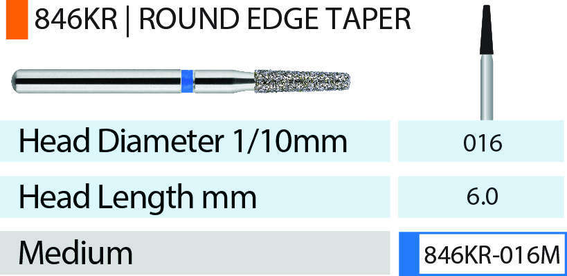 Blue Streak Diamond Burs FG Round Edge Taper Pkg/5