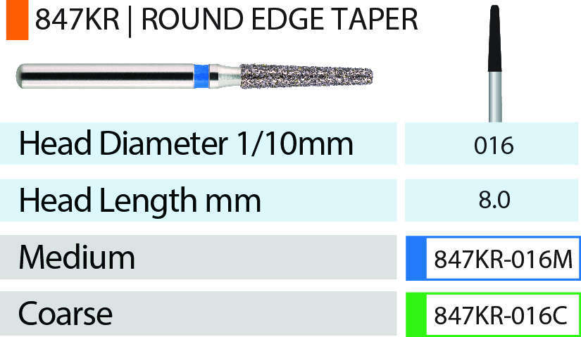 Blue Streak Diamond Burs FG Round Edge Taper Pkg/5