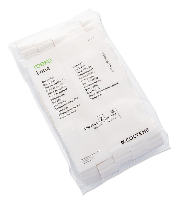 Coltene Roeko Luna Dental Cotton Rolls Size #1 (1.5"x5/16") Pkg/1000