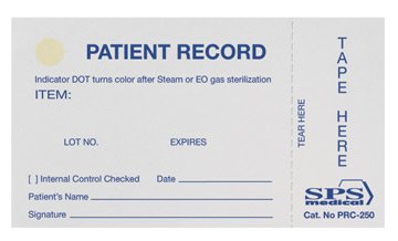 Sterilization Record Card Steam / EO Gas - SPS Medical Supply  Mfr# PRC-250