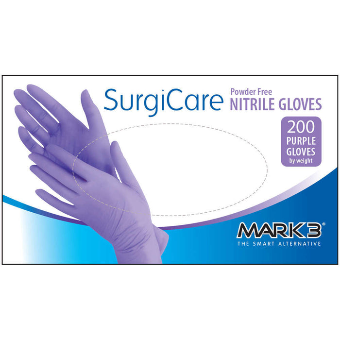 MARK3 SurgiCare Nitrile Exam Gloves Purple 3.1mil Box/200