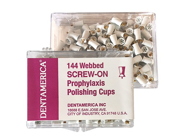 DentAmerica Prophy Cups Webbed Medium-Soft Screw-On Box/144