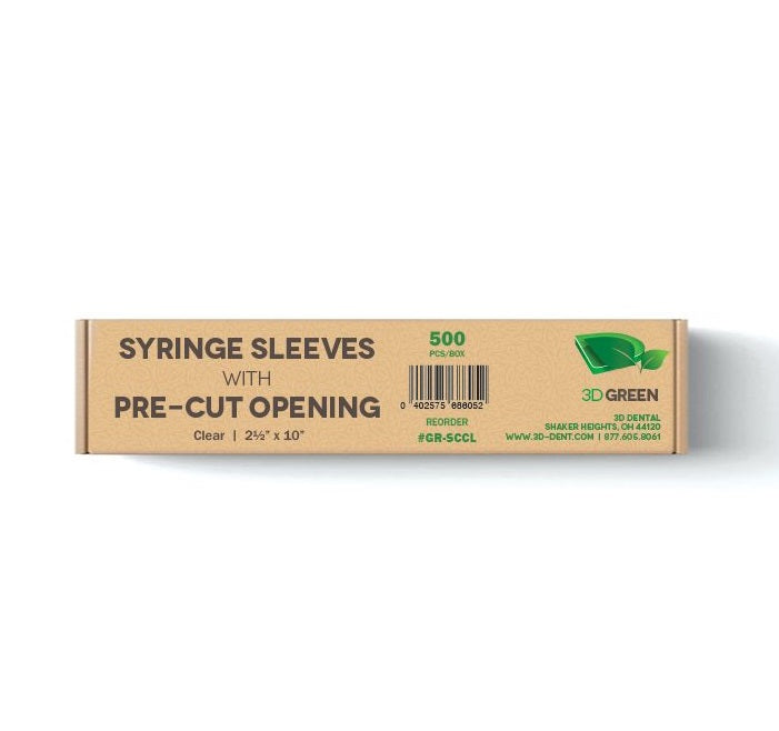 3D Green Biodegradable A/W Syringe Sleeves 2.5" x 10" Box/500