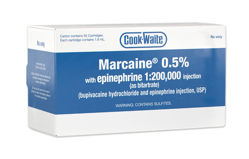 Marcaine w/ Epinephrine Bupivacaine HCl Preservative Free 0.5% - 1:200,000 1.8 mL Box/50