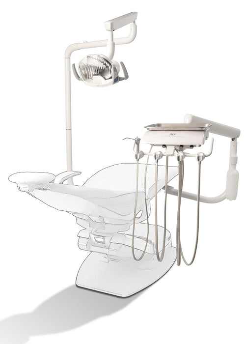 DCI Reliance Swing Mount Pole w/ Auto Dental Unit & Light Pole White, RS4000