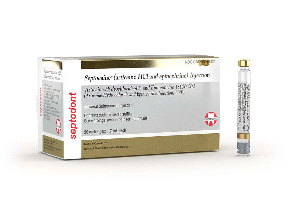 Septocaine Cartridge 4% 1:100,00 with Epinephrine Box/50
