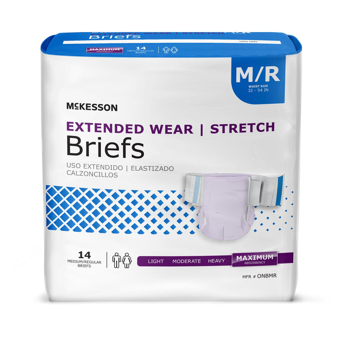 McKesson-ONBMR Unisex Adult Incontinence Brief Extended Wear Medium Disposable Heavy Absorbency