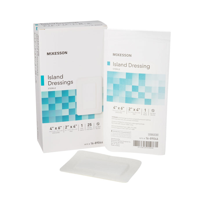 McKesson-16-89046 Adhesive Dressing 4 X 6 Inch Polypropylene / Rayon Rectangle White Sterile