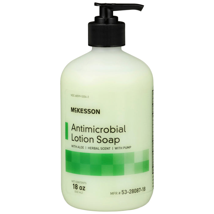 McKesson-53-28087-18 Antimicrobial Soap Lotion 18 oz. Pump Bottle Herbal Scent