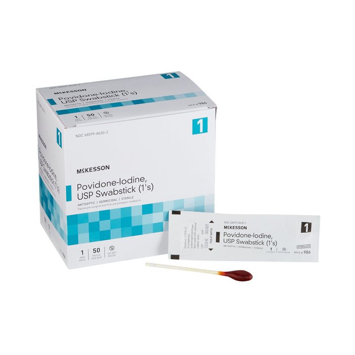 McKesson-986 Impregnated Swabstick 10% Strength Povidone-Iodine Individual Packet Sterile