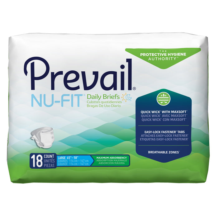 First Quality-NU-013/1 Unisex Adult Incontinence Brief Prevail Nu-Fit Large Disposable Heavy Absorbency