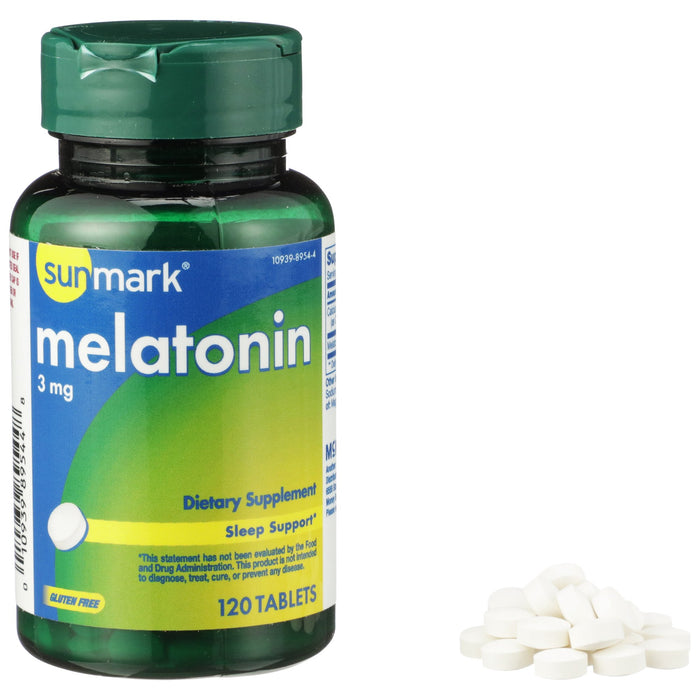McKesson-01093989544 Natural Sleep Aid sunmark 120 Bottle Tablet 3 mg Strength