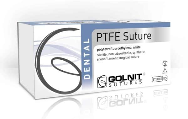 GOLNIT 3/0 PTFE, Non-Absorbable 18" Suture, Sterile, White, Reverse cutting needle, 19mm, 3/8 curvature, 12/Box