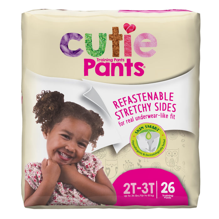 First Quality-CR7008 Female Toddler Training Pants Cutie Pants Pull On with Tear Away Seams Size 2T to 3T Disposable Heavy Absorbency