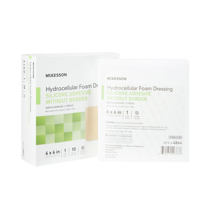 McKesson-4864 Silicone Foam Dressing 6 X 6 Inch Square Silicone Gel Adhesive without Border Sterile